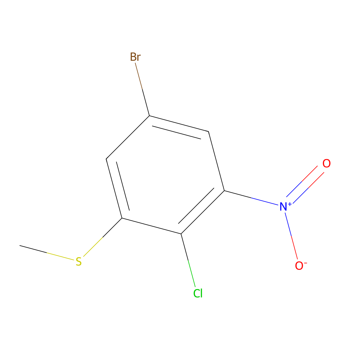 5-Bromo-2-chloro-1-(methylsulfanyl)-3-nitrobenzene molecular structure, CAS 2092770-59-5