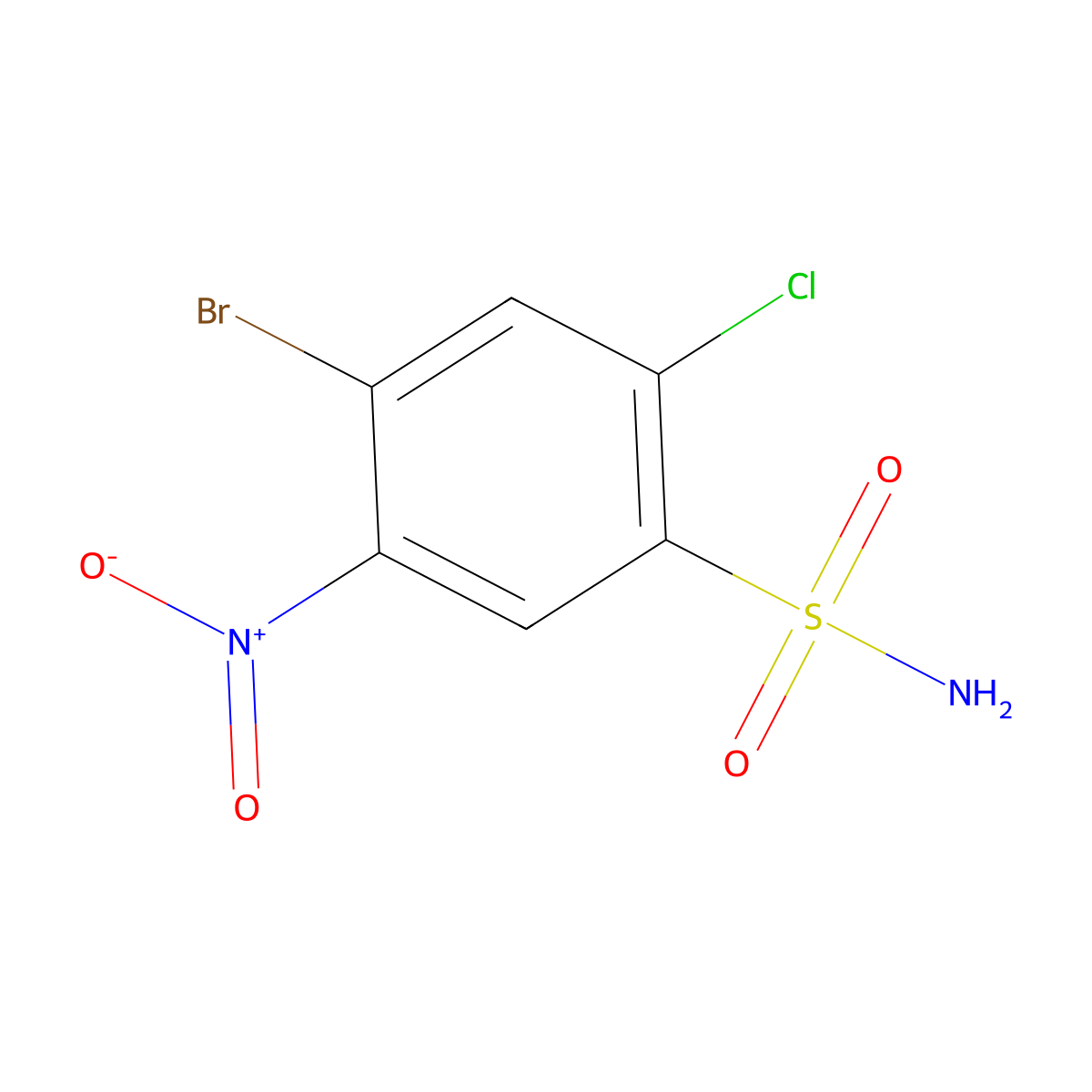 4-Bromo-2-chloro-5-nitrobenzene-1-sulfonamide molecular structure, CAS 2092774-58-6