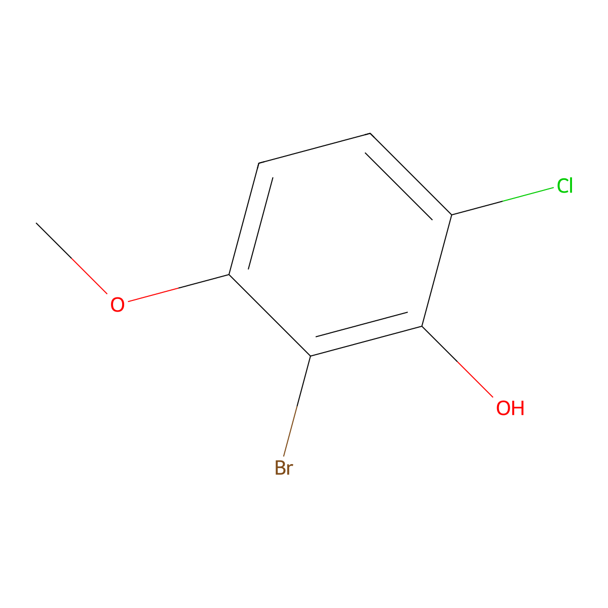 2-Bromo-6-chloro-3-methoxyphenol molecular structure, CAS 2092775-97-6
