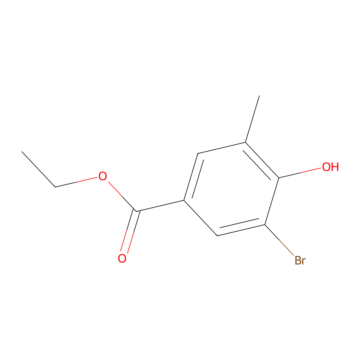 Ethyl 3-bromo-4-hydroxy-5-methylbenzoate molecular structure, CAS 2092777-10-9