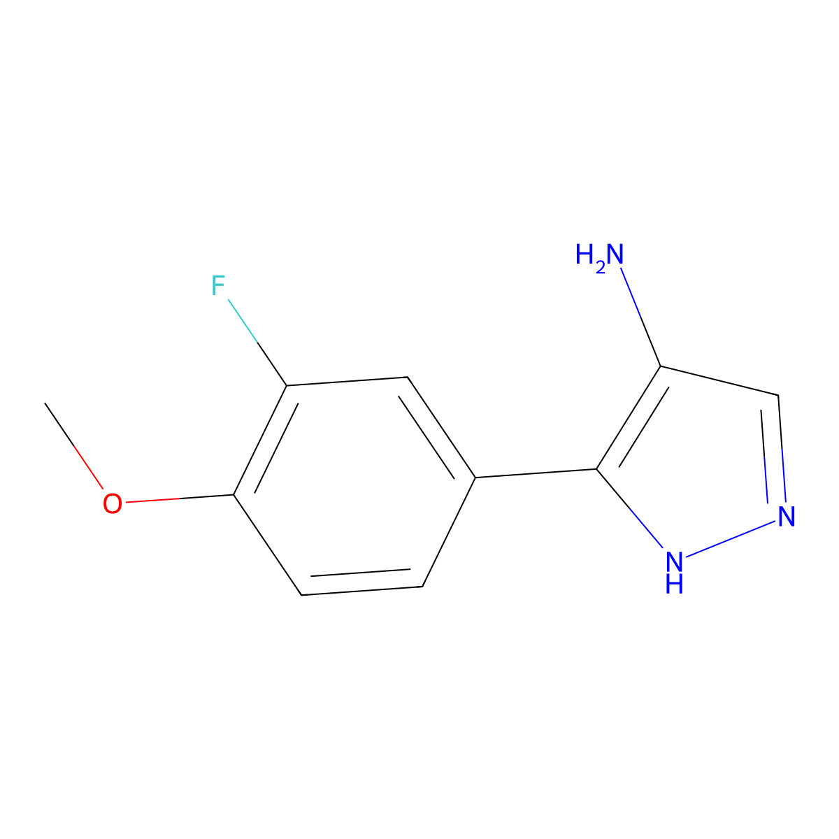 5-(3-fluoro-4-methoxyphenyl)-1H-pyrazol-4-amine molecular structure, CAS 2092777-14-3