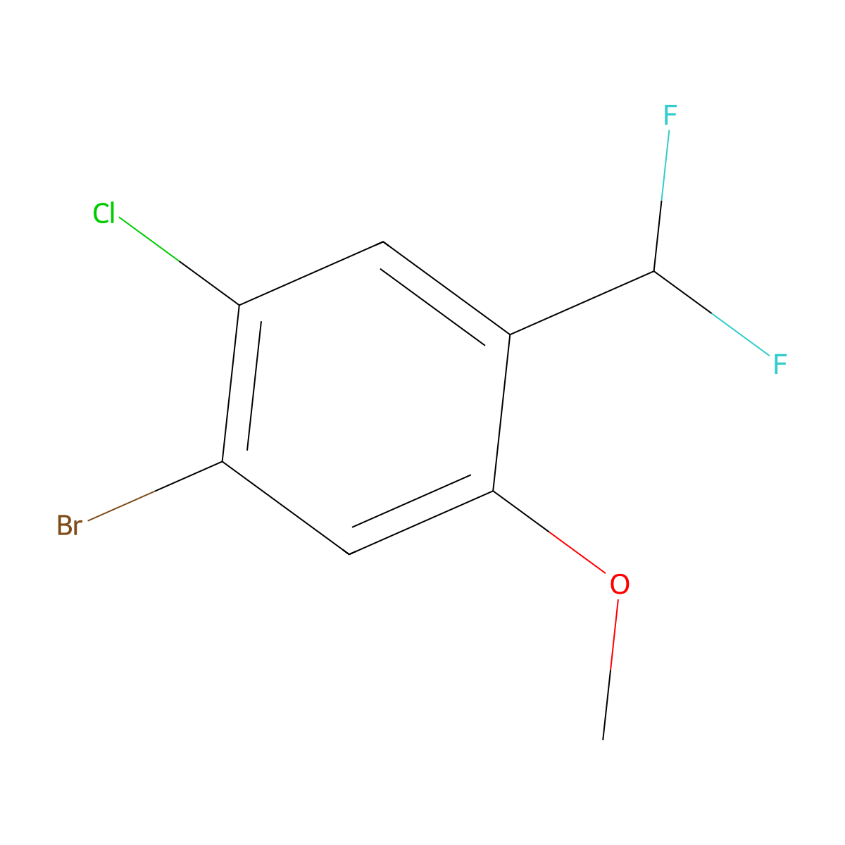 1-Bromo-2-chloro-4-(difluoromethyl)-5-methoxybenzene molecular structure, CAS 2092777-15-4