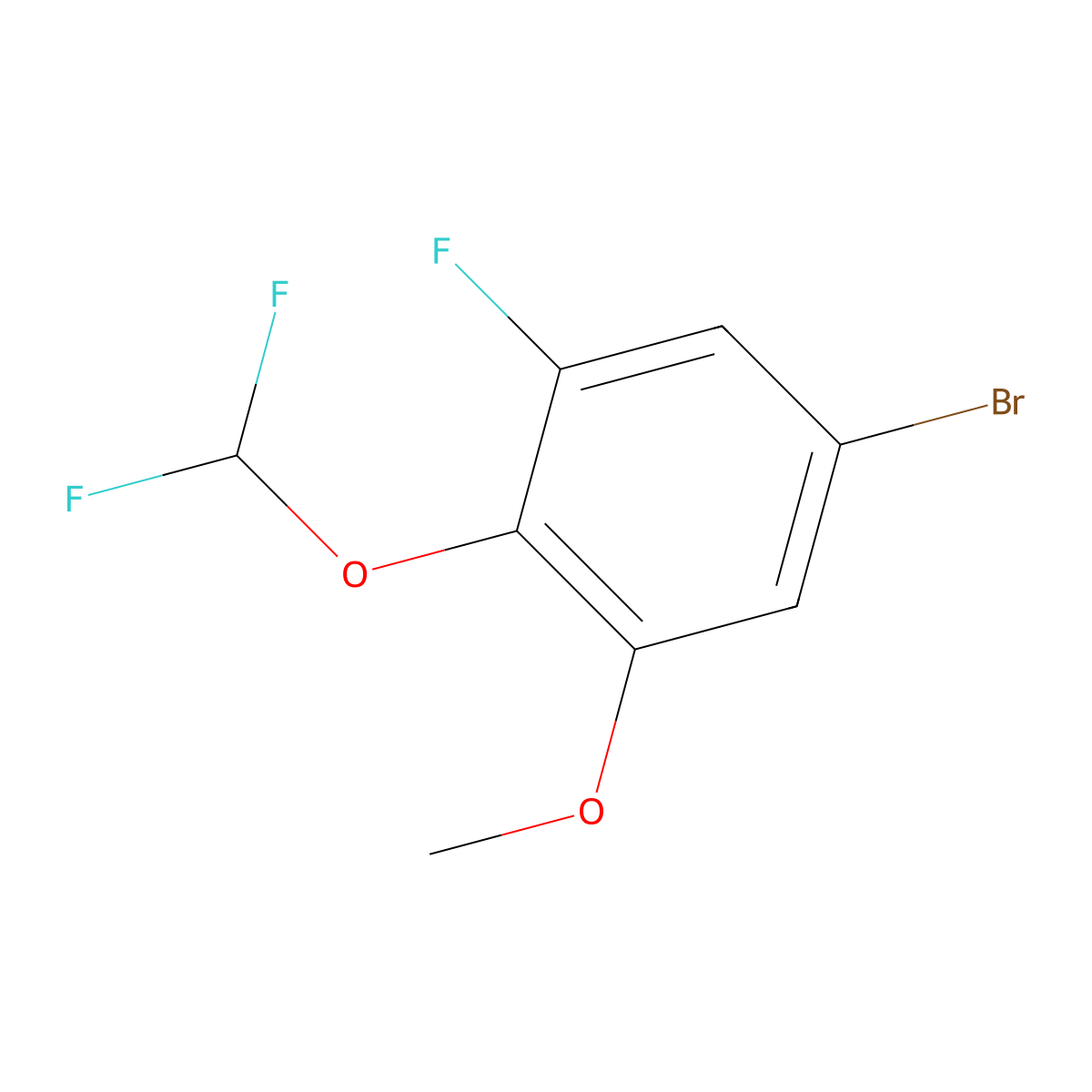 5-Bromo-2-(difluoromethoxy)-1-fluoro-3-methoxybenzene molecular structure, CAS 2092778-93-1