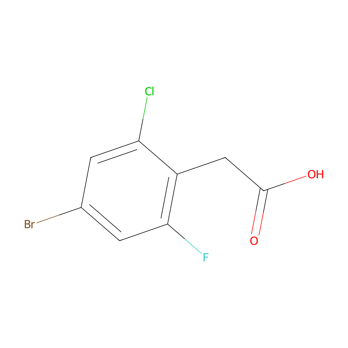 2-(4-Bromo-2-chloro-6-fluorophenyl)acetic acid molecular structure, CAS 2092781-50-3