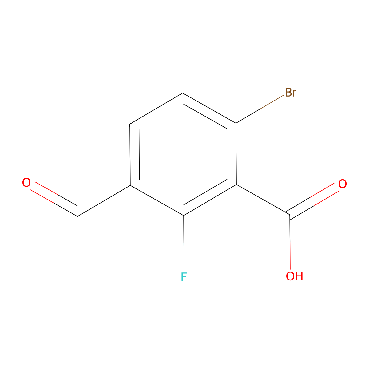 6-Bromo-2-fluoro-3-formylbenzoic acid molecular structure, CAS 2092783-38-3