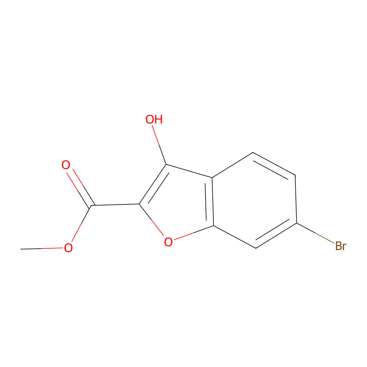 Methyl 6-bromo-3-hydroxy-benzofuran-2-carboxylate molecular structure, CAS 2092784-04-6
