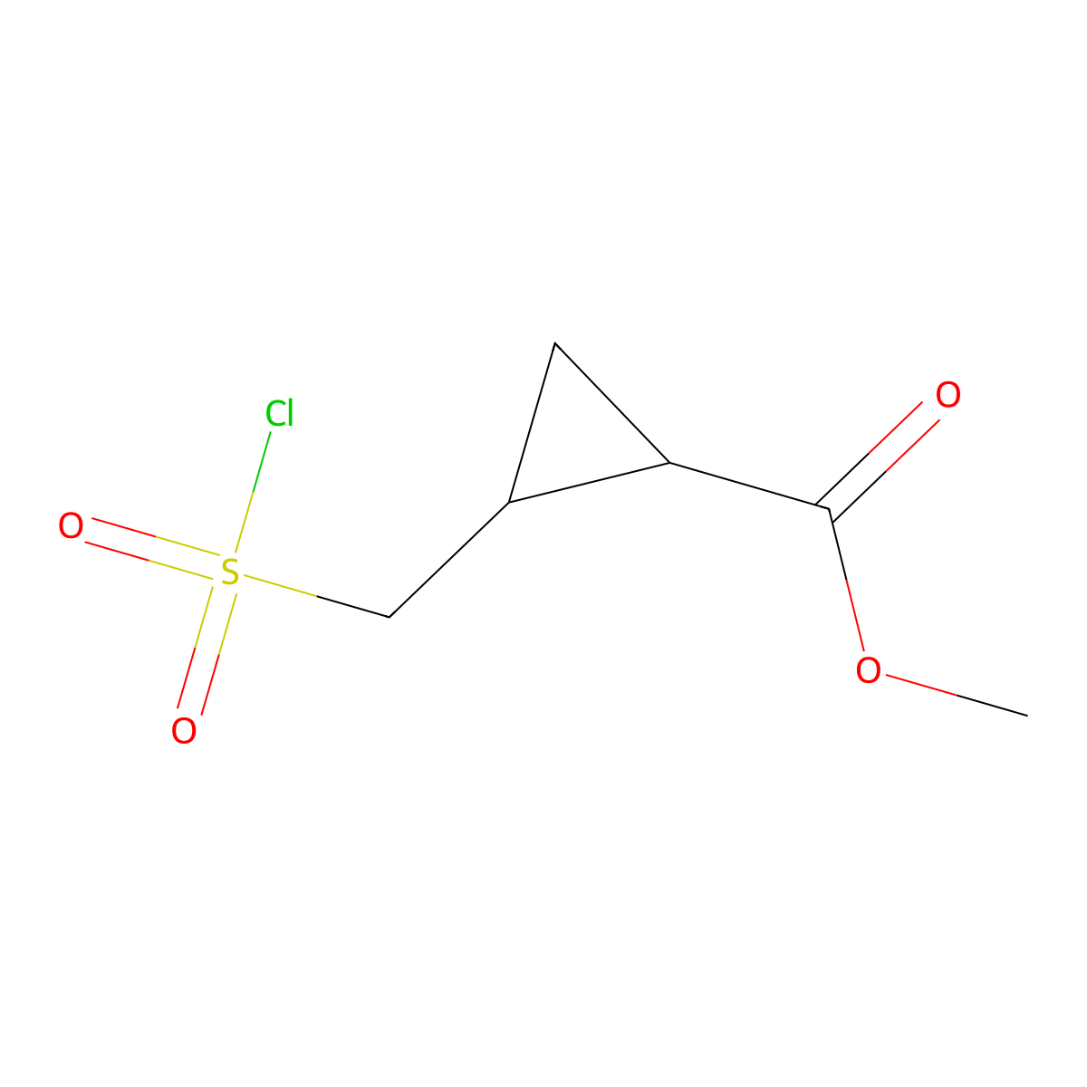 Methyl 2-[(chlorosulfonyl)methyl]cyclopropane-1-carboxylate molecular structure, CAS 2092785-33-4
