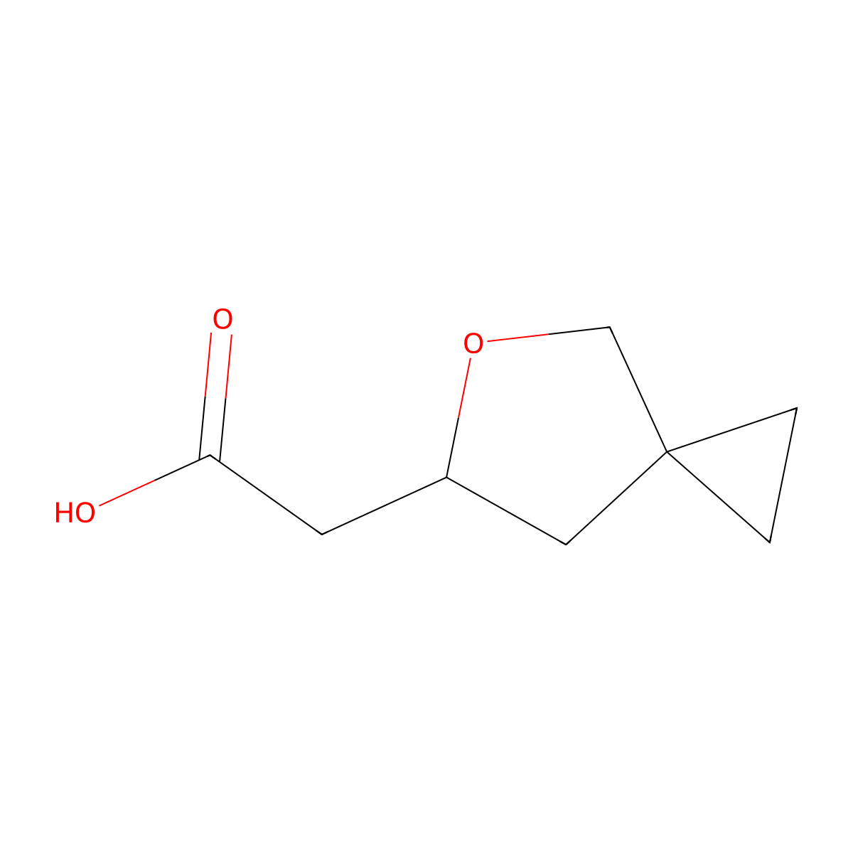 2-(5-Oxaspiro[2.4]heptan-6-yl)acetic acid molecular structure, CAS 2092786-25-7