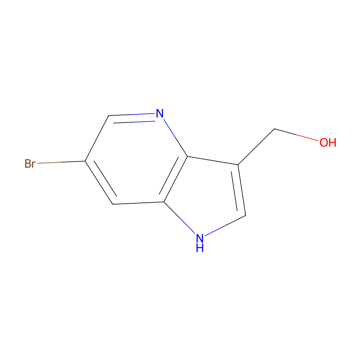 {6-bromo-1H-pyrrolo[3,2-b]pyridin-3-yl}methanol molecular structure, CAS 2092786-54-2