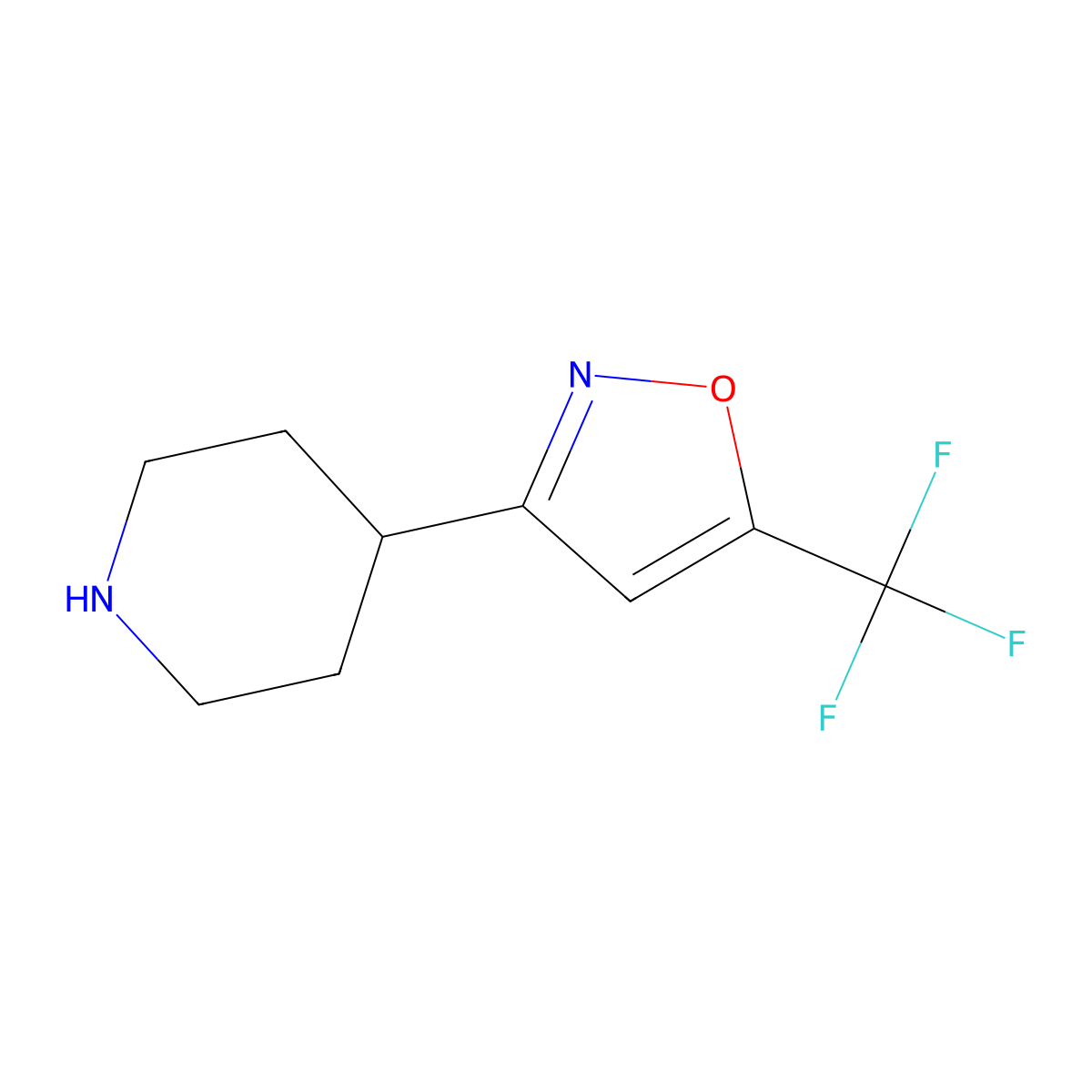 4-[5-(Trifluoromethyl)-1,2-oxazol-3-yl]piperidine molecular structure, CAS 2092790-72-0