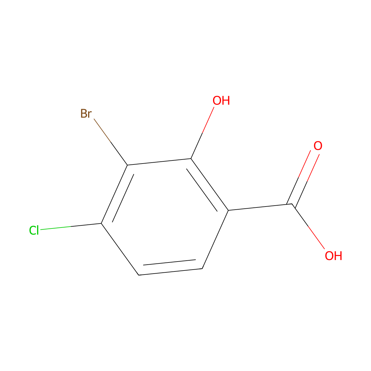 3-Bromo-4-chloro-2-hydroxybenzoic acid molecular structure, CAS 2092790-76-4