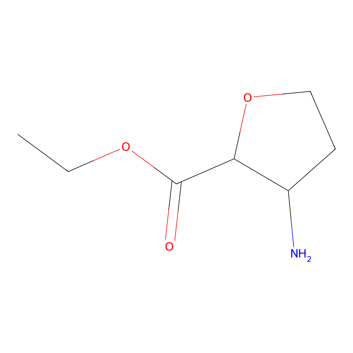 rac-ethyl (2R,3S)-3-aminooxolane-2-carboxylate molecular structure, CAS 2092792-41-9