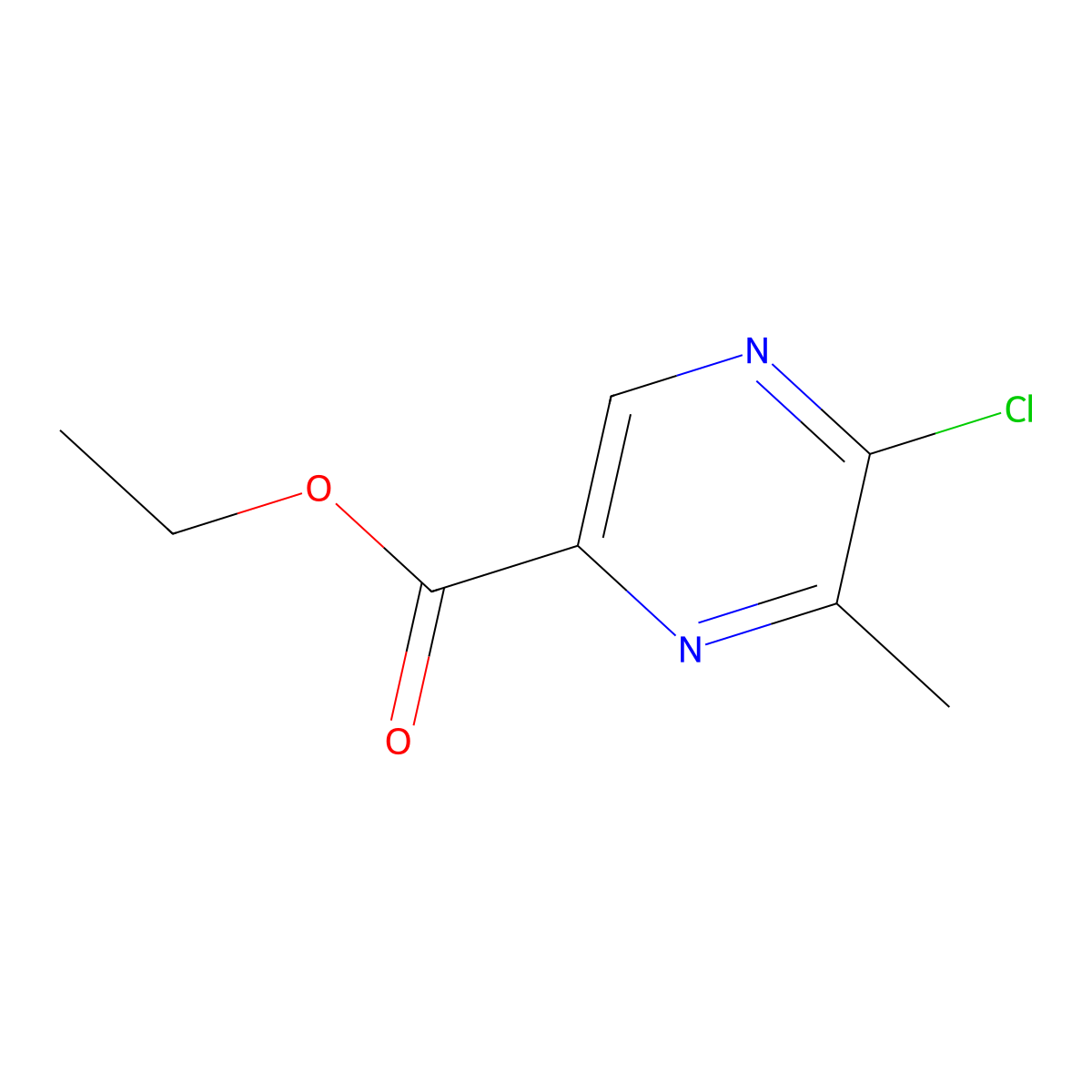 Ethyl 5-chloro-6-methylpyrazine-2-carboxylate molecular structure, CAS 2092793-85-4