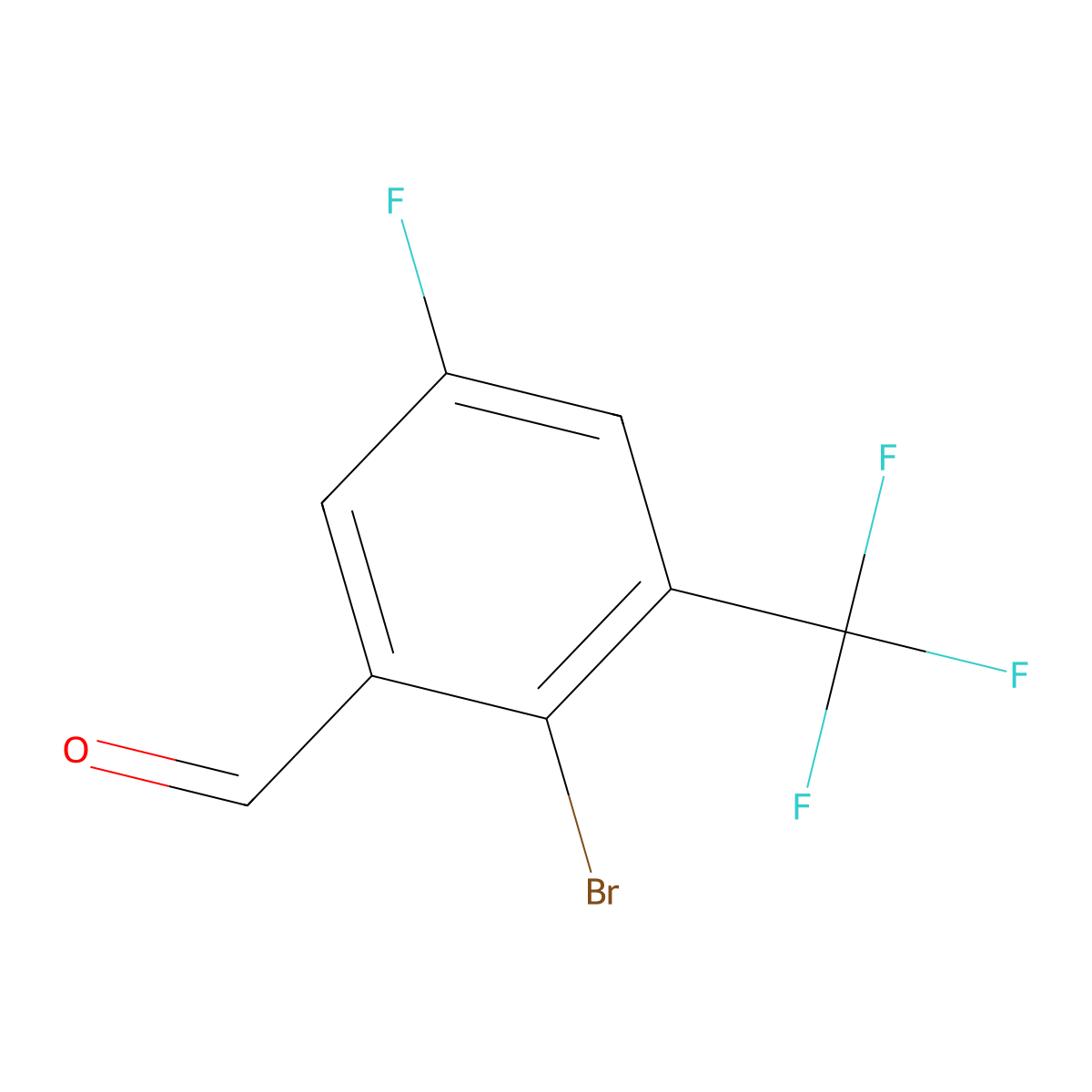 2-Bromo-5-fluoro-3-(trifluoromethyl)benzaldehyde molecular structure, CAS 2092799-77-2