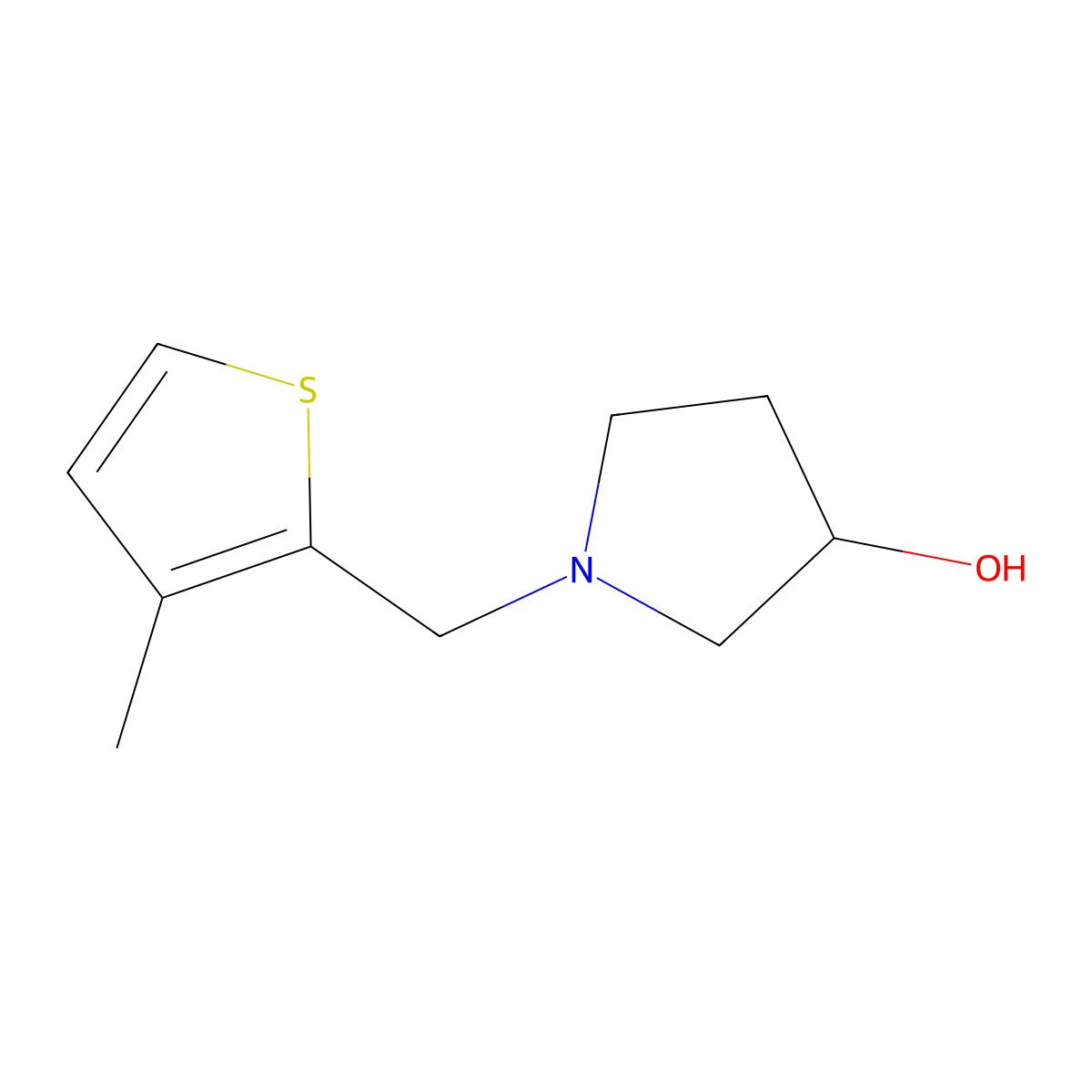1-((3-Methylthiophen-2-yl)methyl)pyrrolidin-3-ol molecular structure, CAS 2092800-73-0