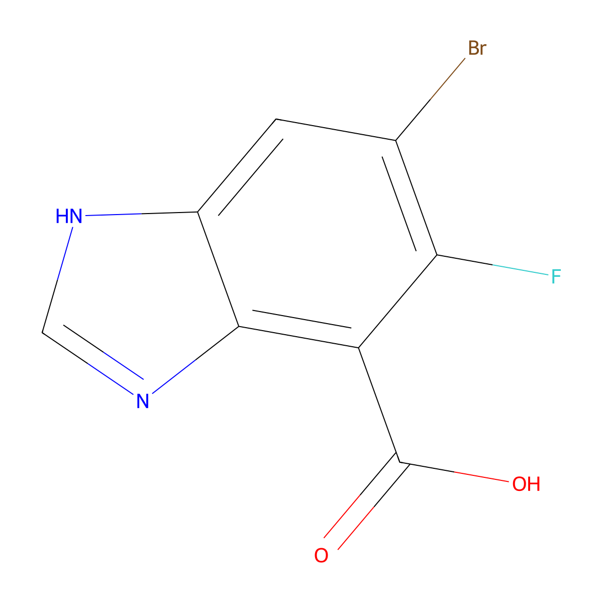 6-Bromo-5-fluoro-1H-benzimidazole-4-carboxylic acid molecular structure, CAS 2092803-73-9