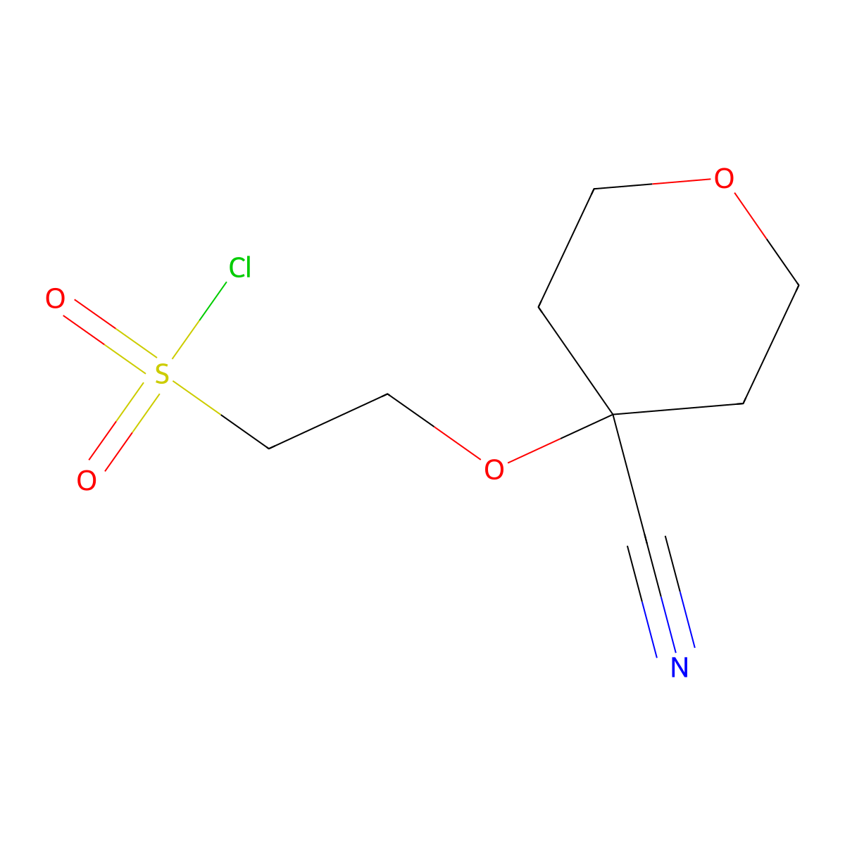 2-[(4-Cyanooxan-4-yl)oxy]ethane-1-sulfonyl chloride molecular structure, CAS 2092804-37-8