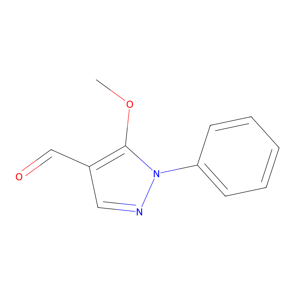 5-methoxy-1-phenyl-1H-pyrazole-4-carbaldehyde molecular structure, CAS 2092808-65-4