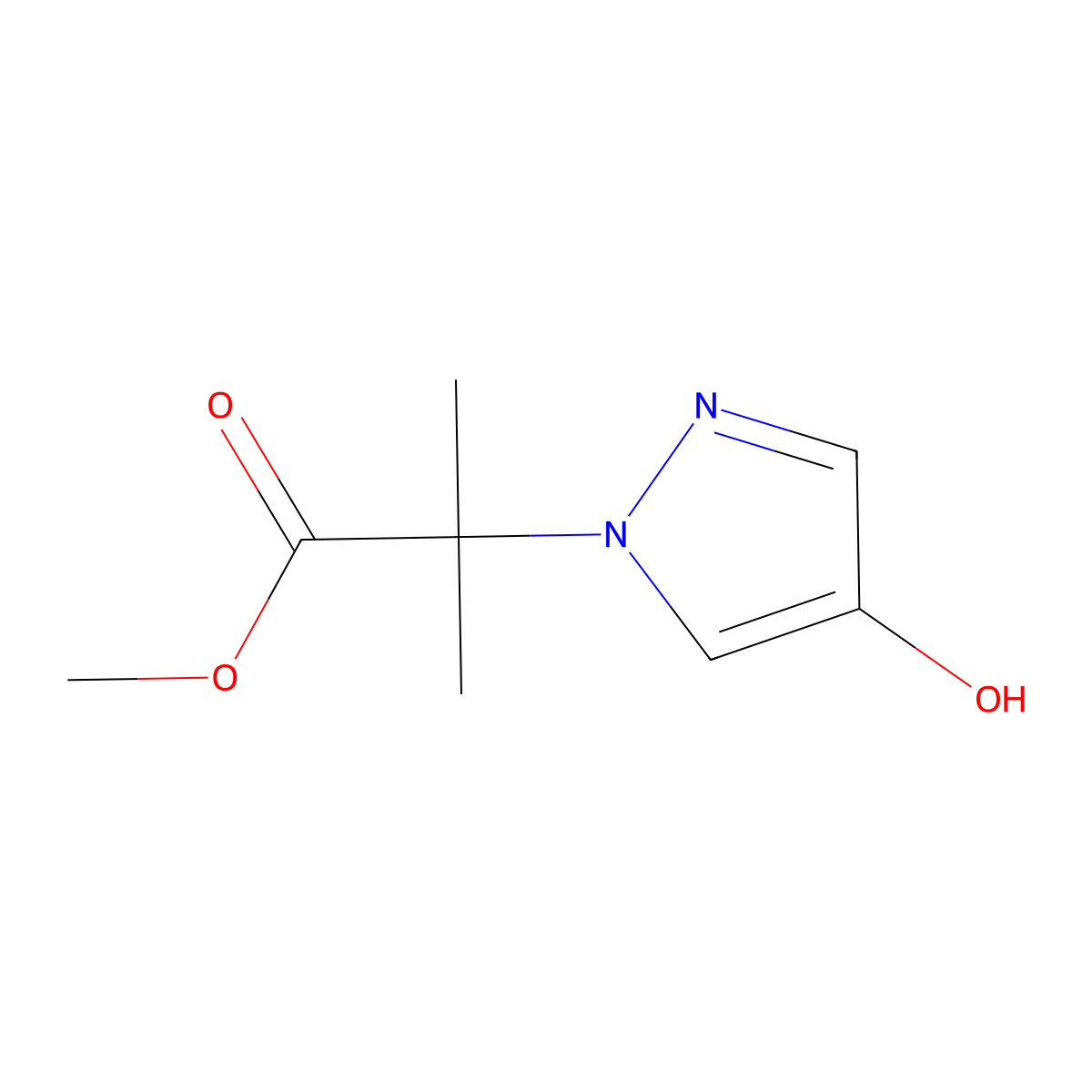 2-(4-Hydroxy-pyrazol-1-yl)-2-methyl-propionic acid methyl ester molecular structure, CAS 2092814-46-3