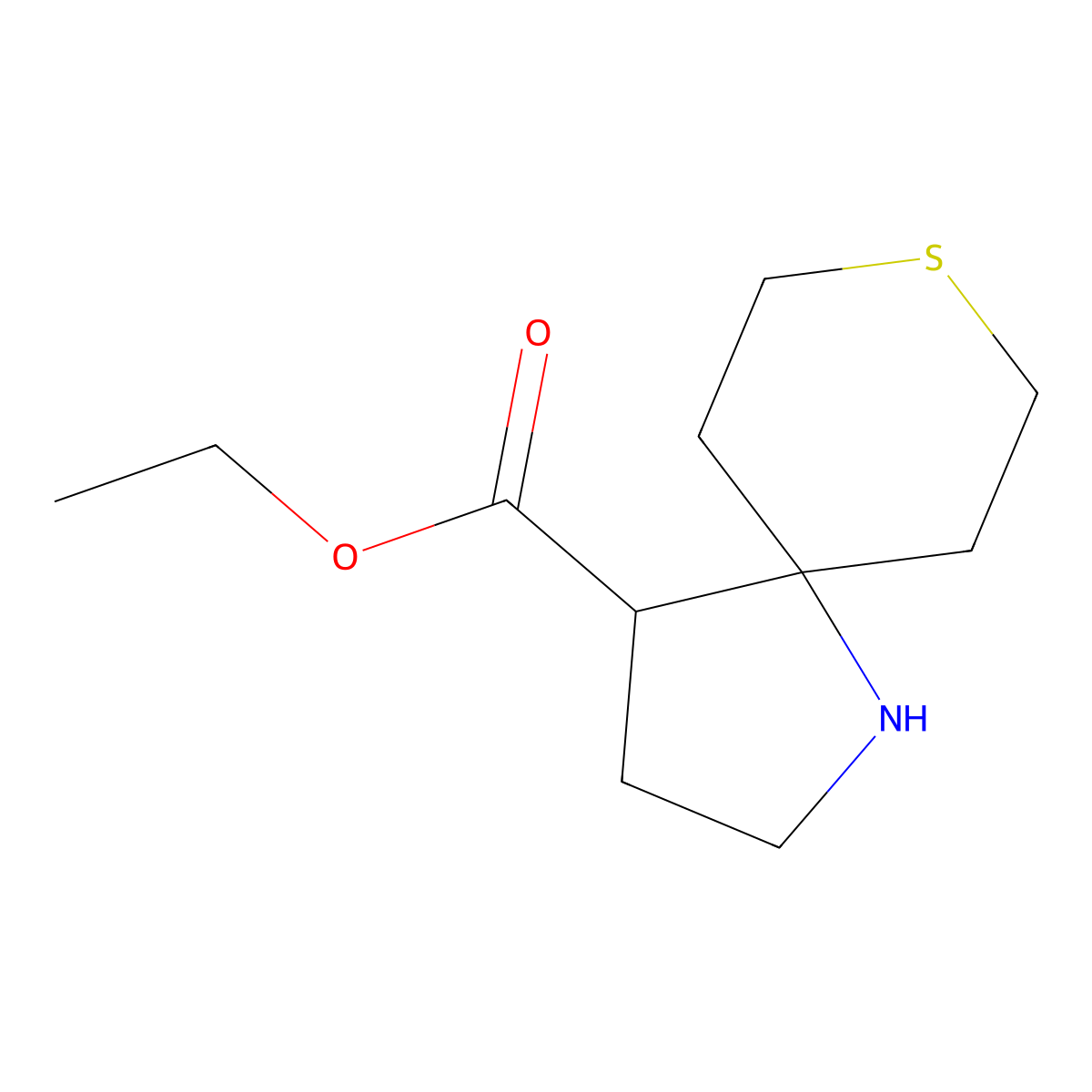 Ethyl 8-thia-1-azaspiro[4.5]decane-4-carboxylate molecular structure, CAS 2092815-92-2