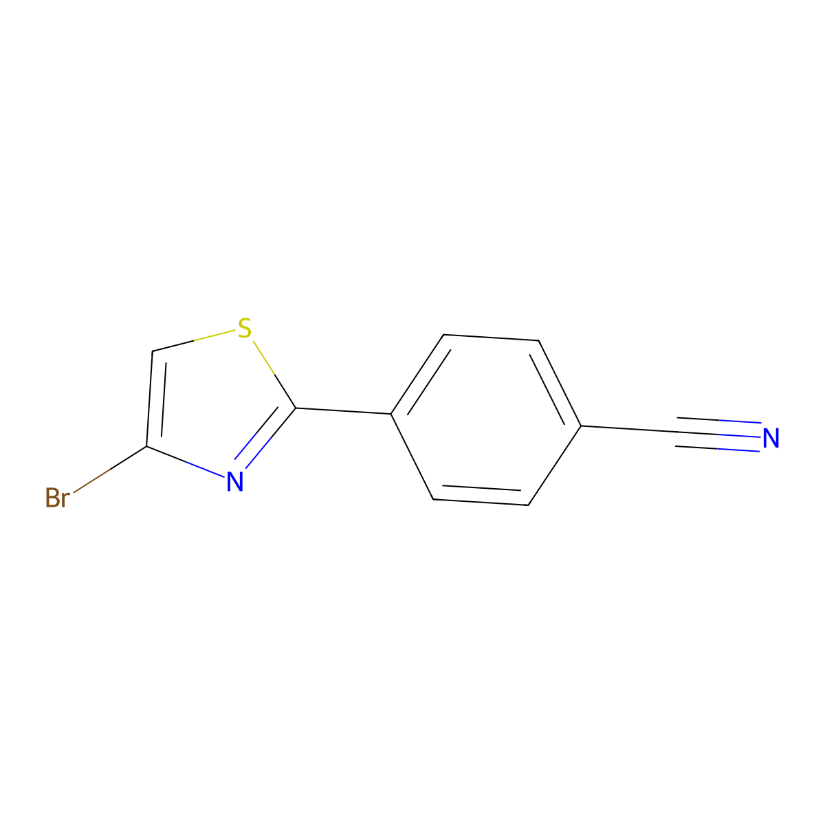 4-(4-Bromo-2-thiazolyl)benzonitrile molecular structure, CAS 2092819-74-2