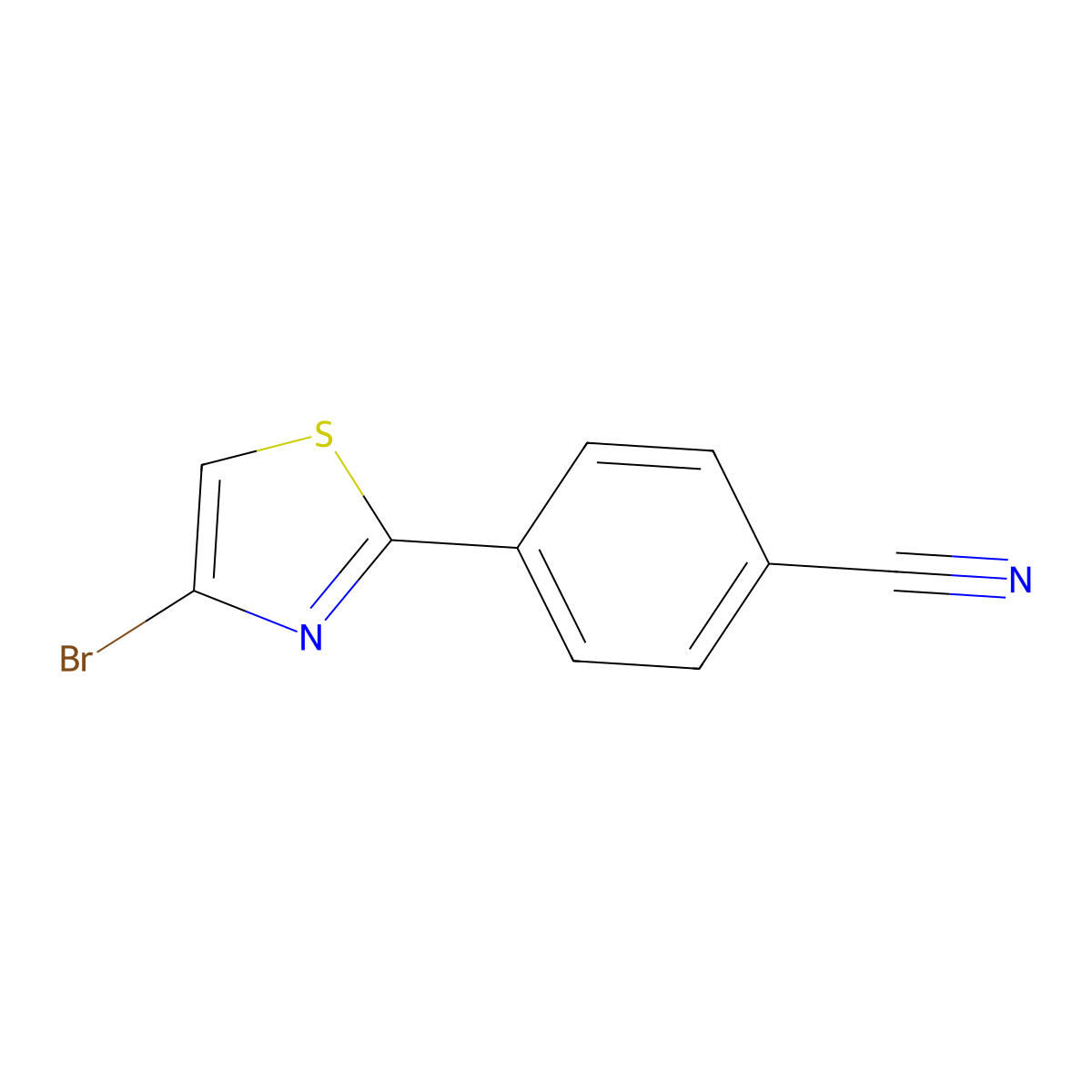 4-(4-Bromo-2-thiazolyl)benzonitrile molecular structure, CAS 2092819-74-2