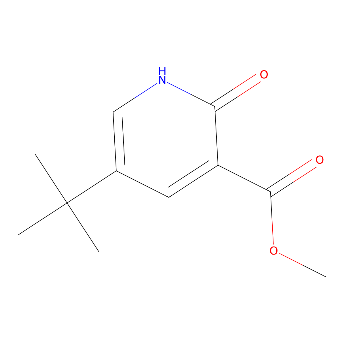 Methyl 5-(tert-butyl)-2-oxo-1,2-dihydropyridine-3-carboxylate molecular structure, CAS 2092819-85-5