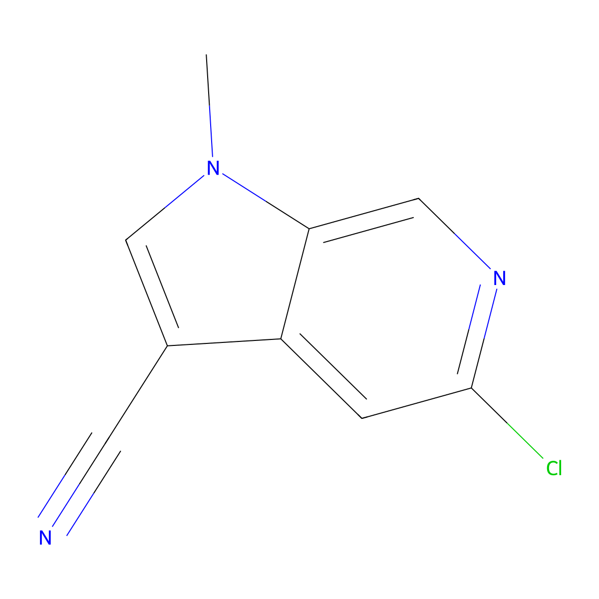 5-chloro-1-methyl-1H-pyrrolo[2,3-c]pyridine-3-carbonitrile molecular structure, CAS 2092824-54-7