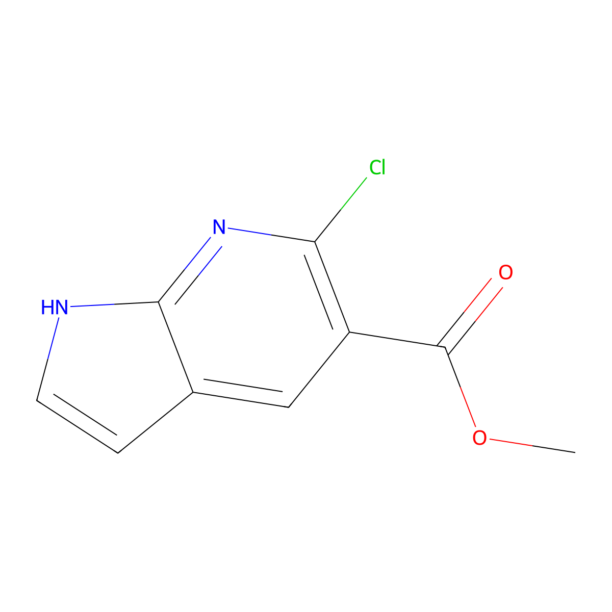 methyl 6-chloro-1H-pyrrolo[2,3-b]pyridine-5-carboxylate molecular structure, CAS 2092825-14-2