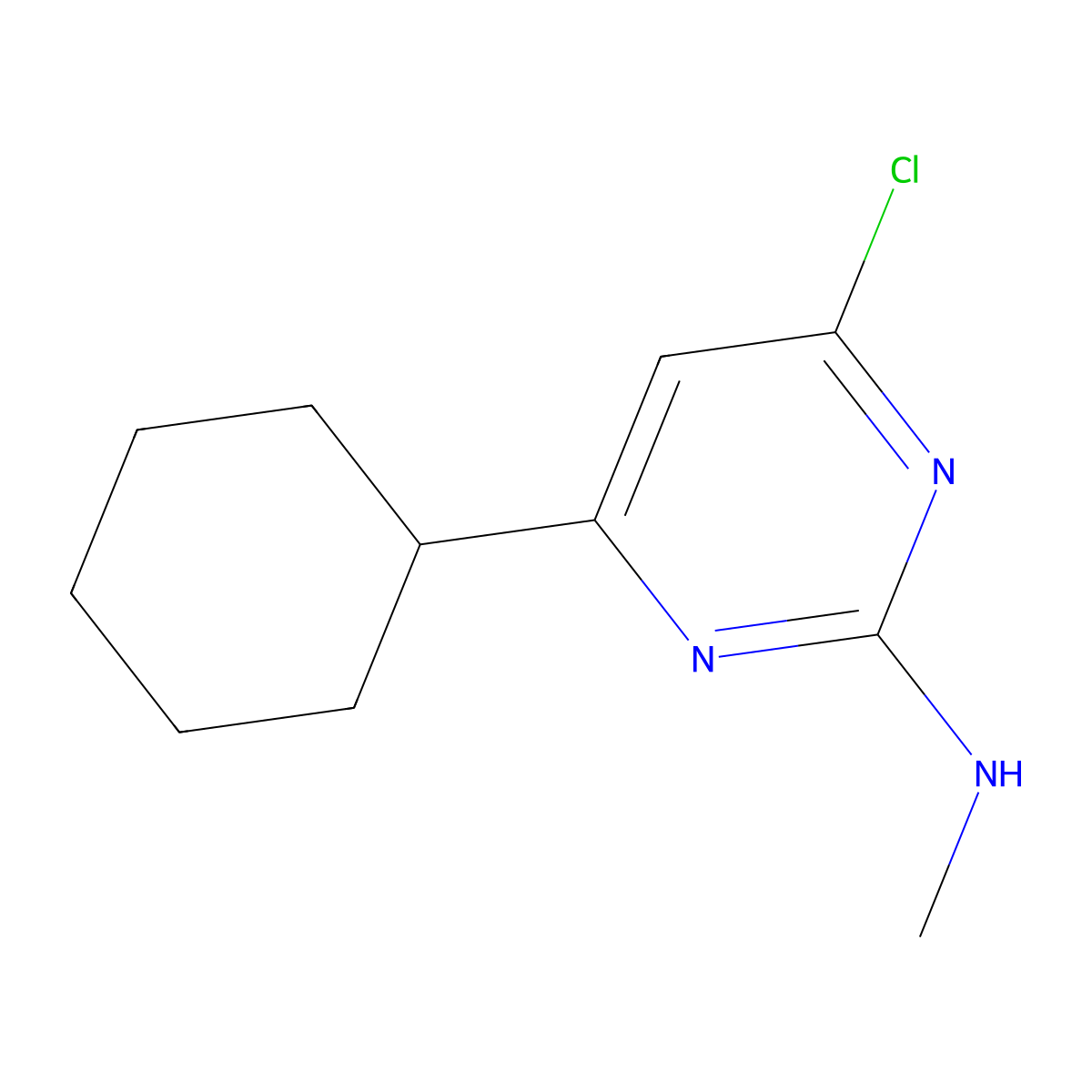 4-Chloro-6-cyclohexyl-N-methylpyrimidin-2-amine molecular structure, CAS 2092828-69-6