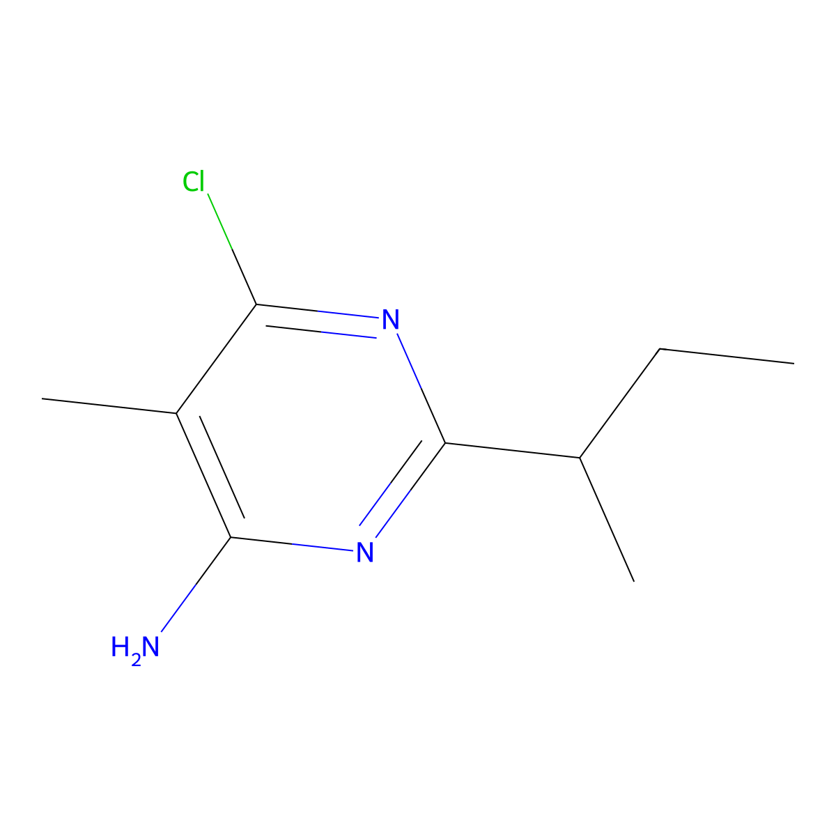 2-(Butan-2-yl)-6-chloro-5-methylpyrimidin-4-amine molecular structure, CAS 2092828-98-1