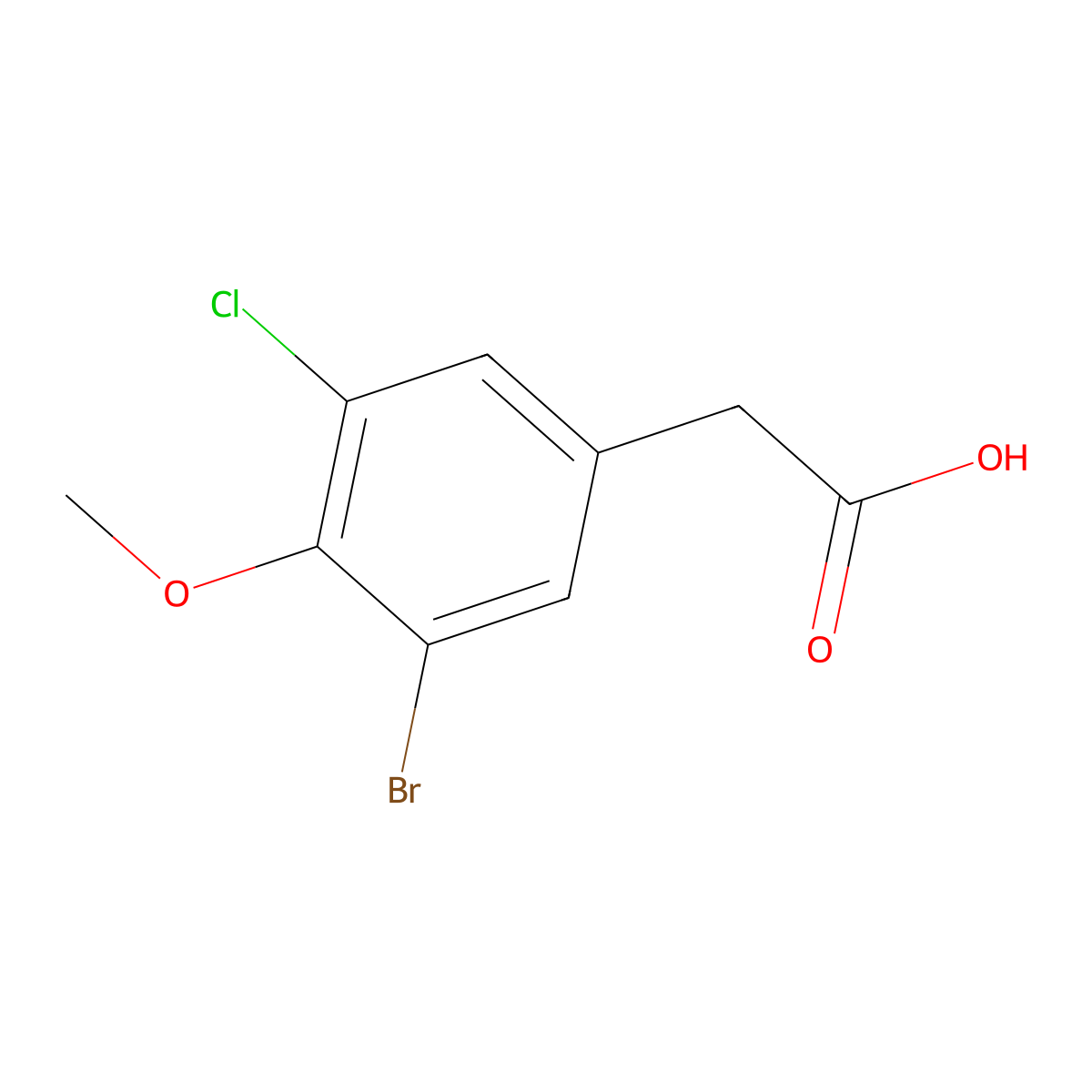 2-(3-Bromo-5-chloro-4-methoxyphenyl)acetic acid molecular structure, CAS 2092829-36-0