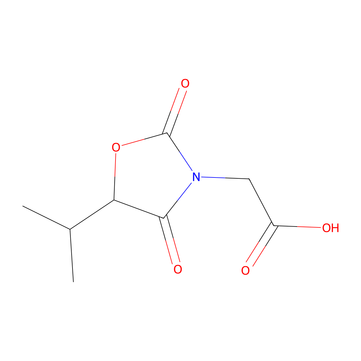 2-[2,4-Dioxo-5-(propan-2-yl)-1,3-oxazolidin-3-yl]acetic acid molecular structure, CAS 2092829-43-9