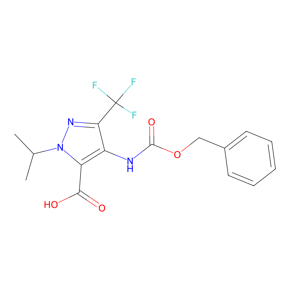4-{[(benzyloxy)carbonyl]amino}-1-(propan-2-yl)-3-(trifluoromethyl)-1H-pyrazole-5-carboxylic acid molecular structure, CAS 2092829-63-3