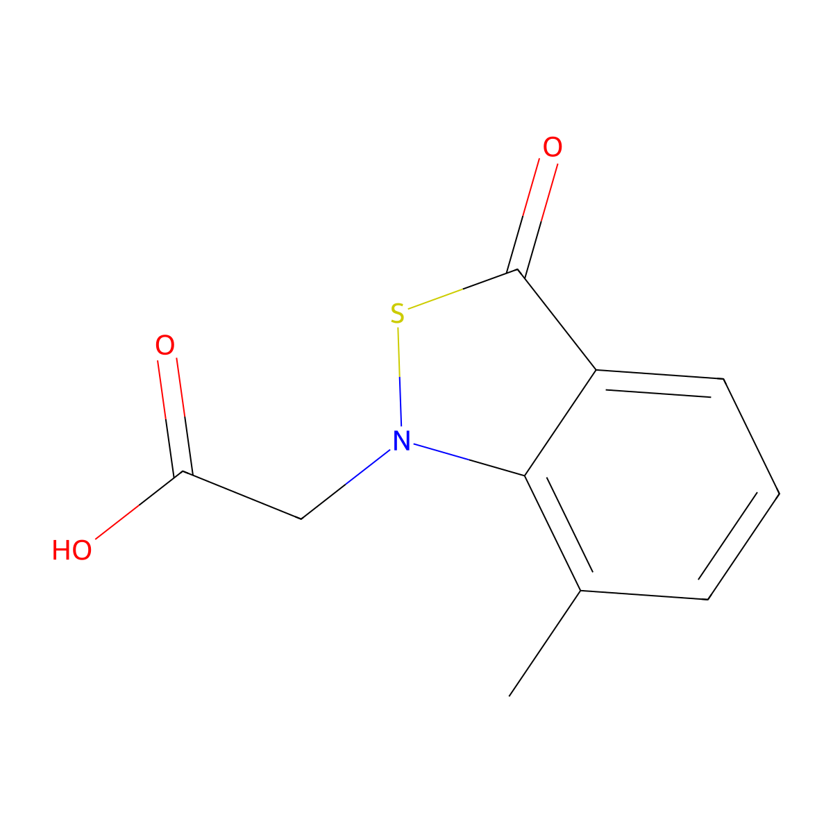 2-(7-Methyl-3-oxo-1,3-dihydro-2,1-benzothiazol-1-yl)acetic acid molecular structure, CAS 2092829-95-1