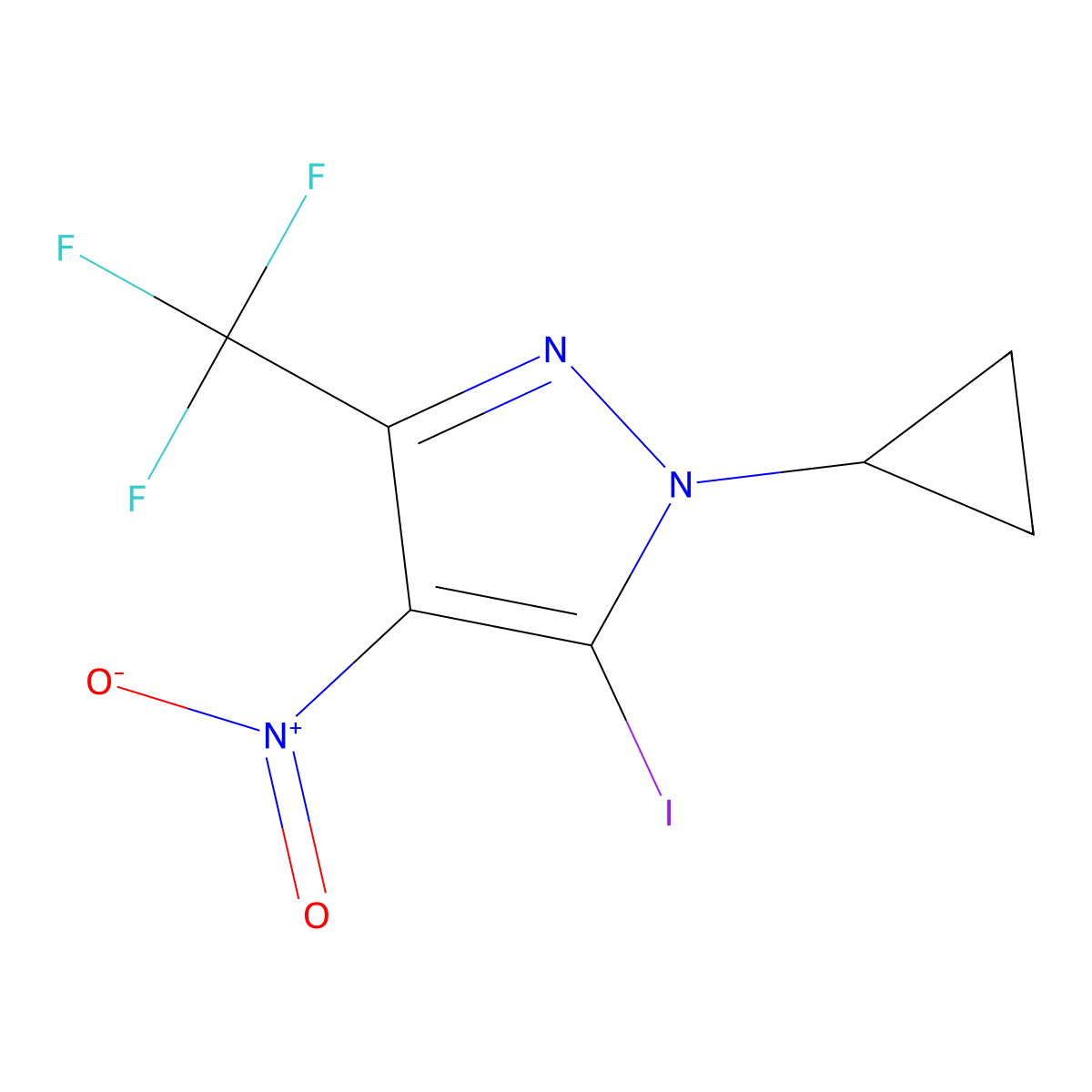 1-Cyclopropyl-5-iodo-4-nitro-3-(trifluoromethyl)-1H-pyrazole molecular structure, CAS 2092831-12-2