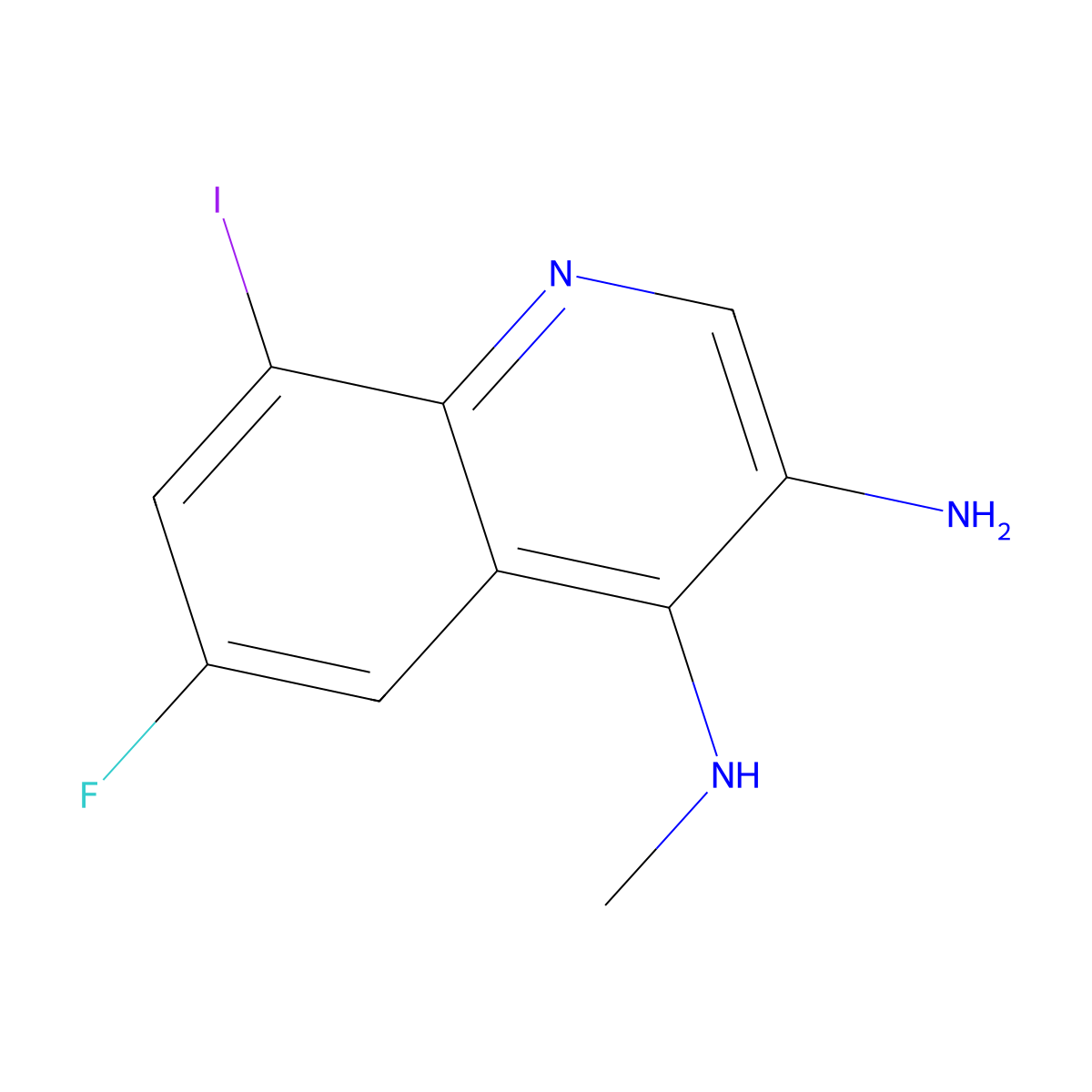 6-Fluoro-8-iodo-N4-methylquinoline-3,4-diamine molecular structure, CAS 2092831-94-0