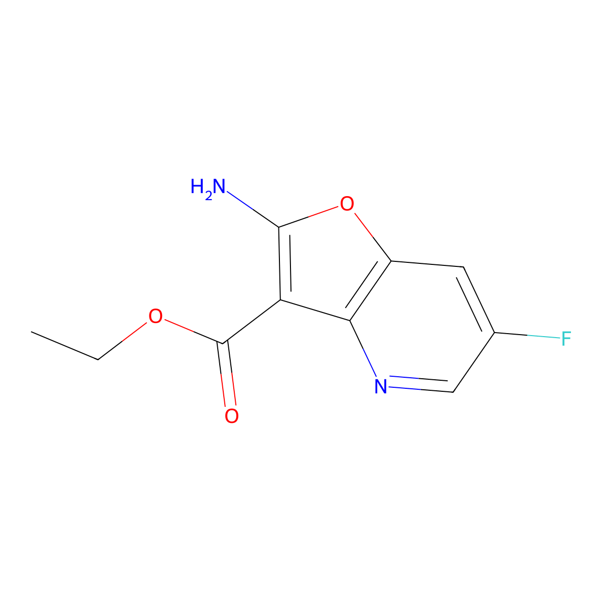 Ethyl 2-amino-6-fluorofuro[3,2-b]pyridine-3-carboxylate molecular structure, CAS 2092832-14-7