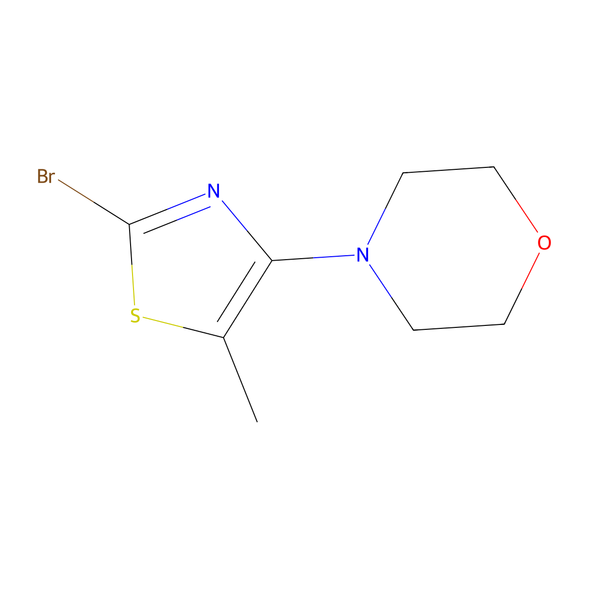4-(2-Bromo-5-methyl-1,3-thiazol-4-yl)morpholine molecular structure, CAS 2092832-21-6