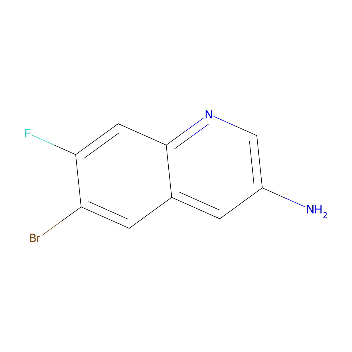 6-Bromo-7-fluoroquinolin-3-amine molecular structure, CAS 2092836-06-9