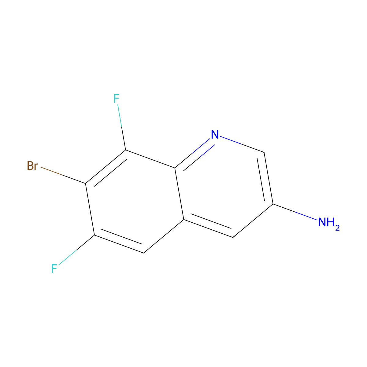 7-Bromo-6,8-difluoroquinolin-3-amine molecular structure, CAS 2092836-18-3