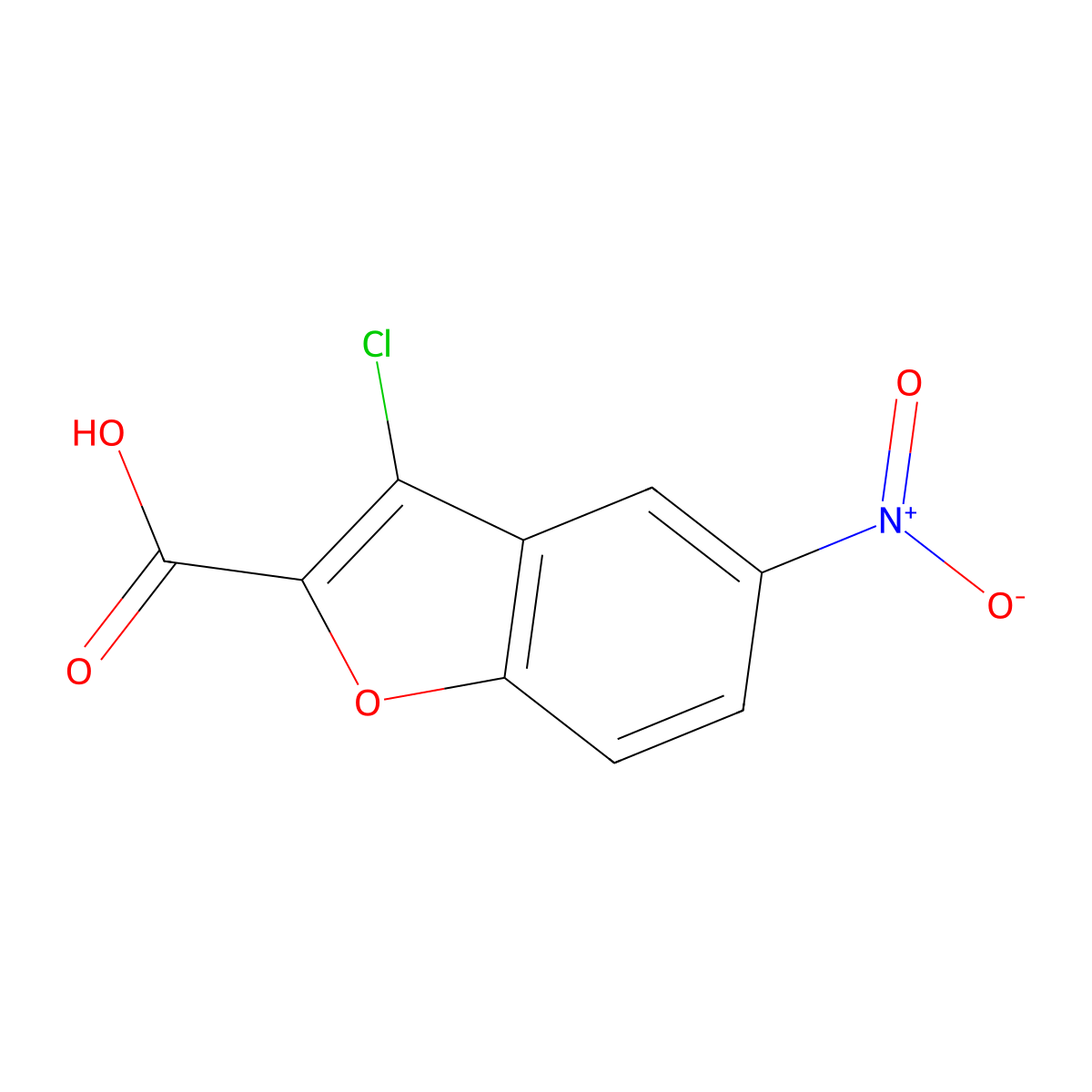 3-Chloro-5-nitro-1-benzofuran-2-carboxylic acid molecular structure, CAS 2092836-99-0