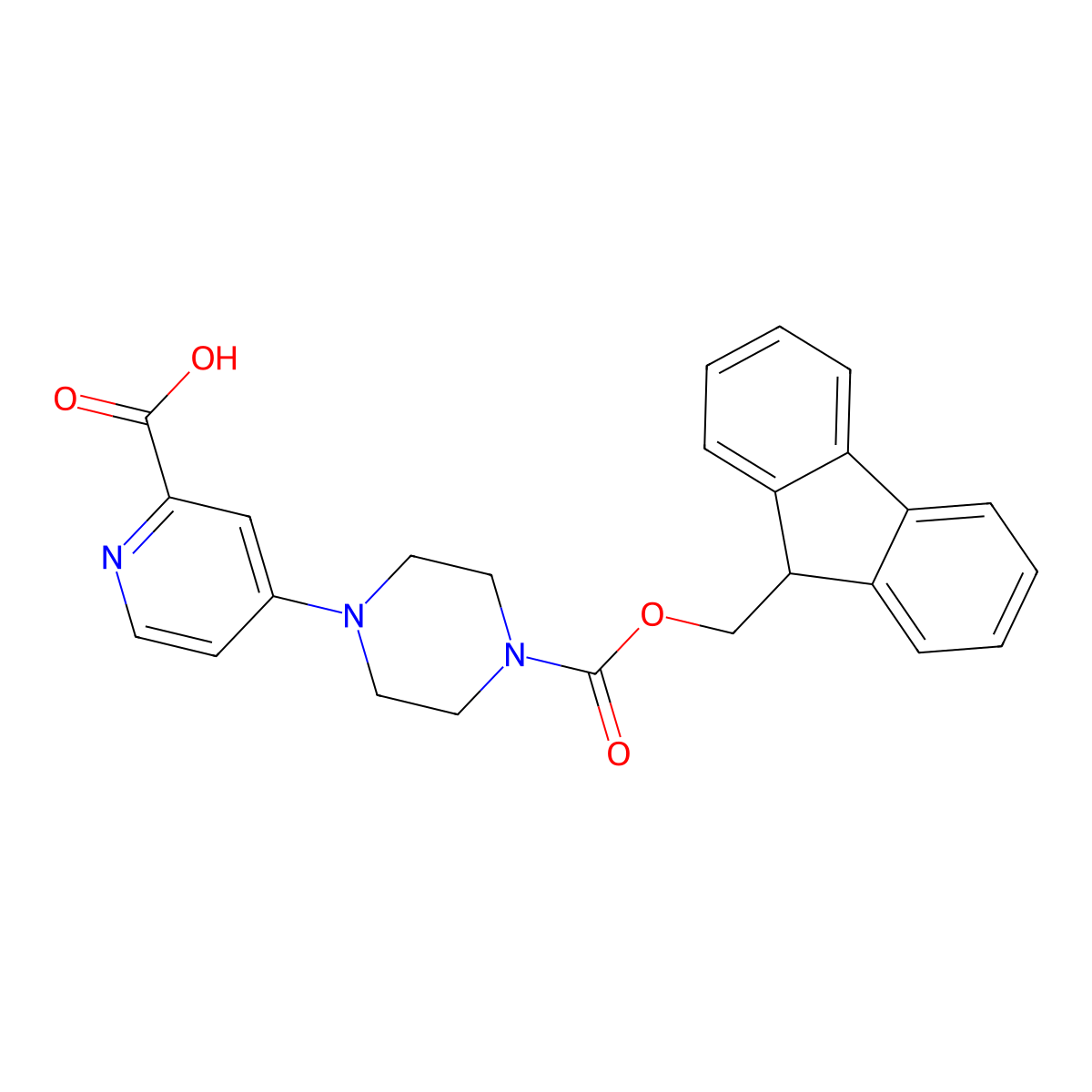 4-(4-{[(9H-fluoren-9-yl)methoxy]carbonyl}piperazin-1-yl)pyridine-2-carboxylic acid molecular structure, CAS 2092837-87-9