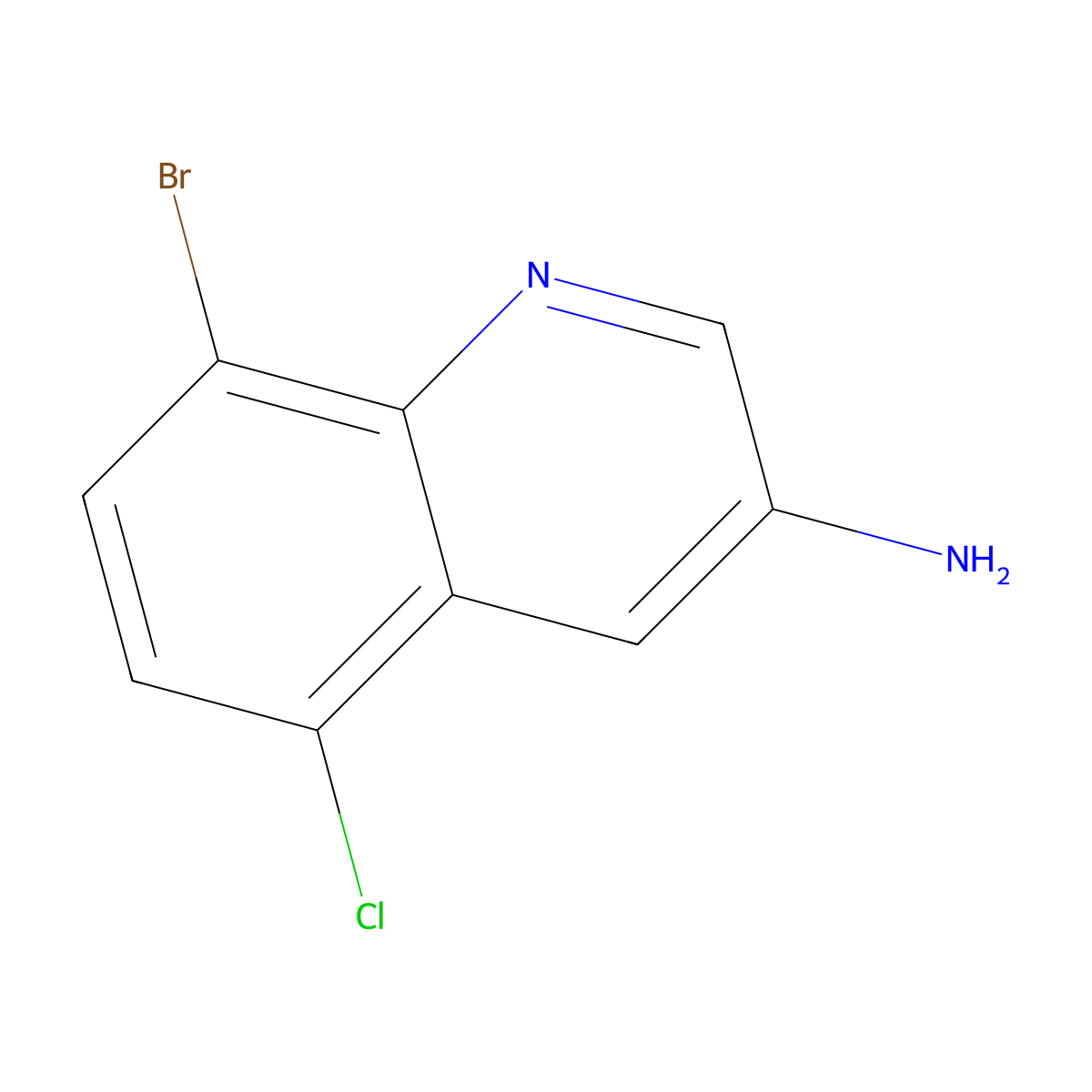8-Bromo-5-chloroquinolin-3-amine molecular structure, CAS 2092837-91-5