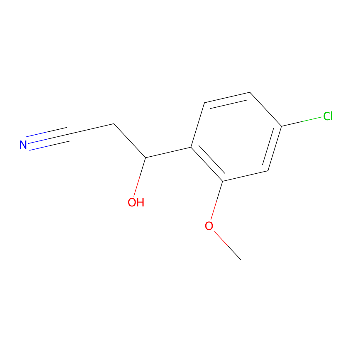 3-(4-Chloro-2-methoxyphenyl)-3-hydroxypropanenitrile molecular structure, CAS 2092839-48-8