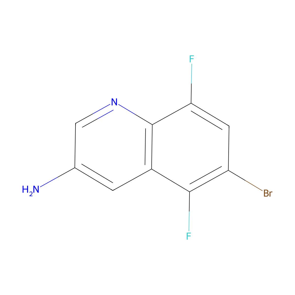 6-Bromo-5,8-difluoroquinolin-3-amine molecular structure, CAS 2092840-79-2