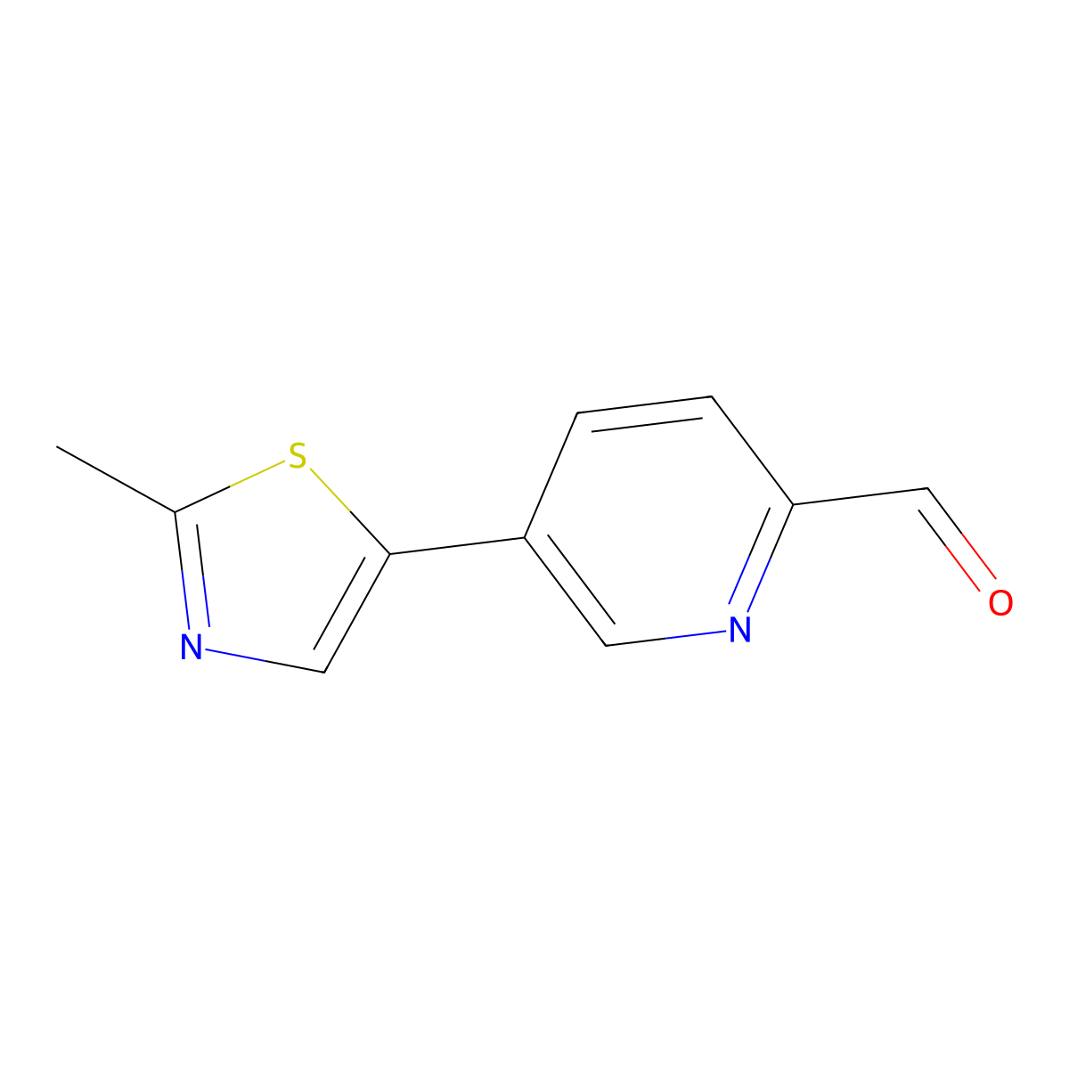 5-(2-Methyl-1,3-thiazol-5-yl)pyridine-2-carbaldehyde molecular structure, CAS 2092841-24-0