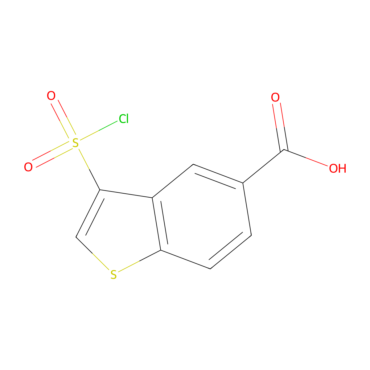 3-(Chlorosulfonyl)-1-benzothiophene-5-carboxylic acid molecular structure, CAS 2092841-52-4