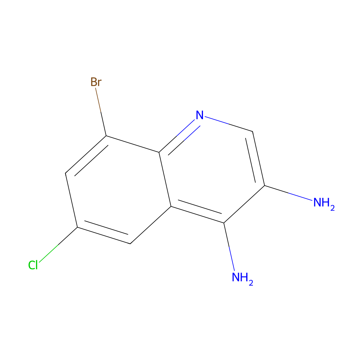 8-Bromo-6-chloroquinoline-3,4-diamine molecular structure, CAS 2092841-61-5