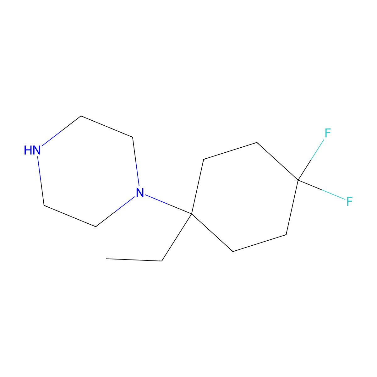1-(1-Ethyl-4,4-difluorocyclohexyl)piperazine molecular structure, CAS 2092841-65-9